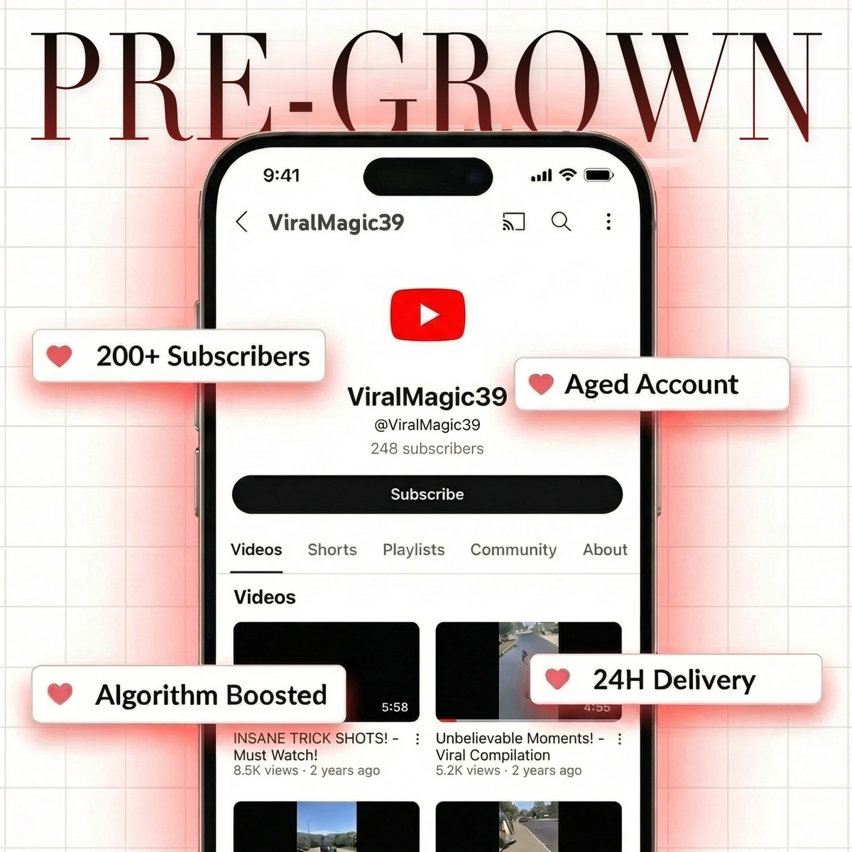 Pre-Grown YouTube Channel